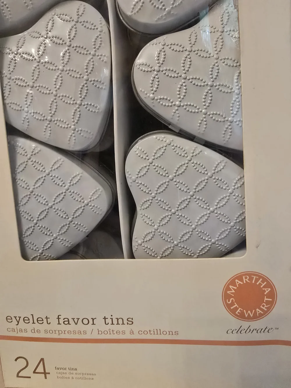Martha Stewart White Eyelet Heart Favor Tins - Set of 24